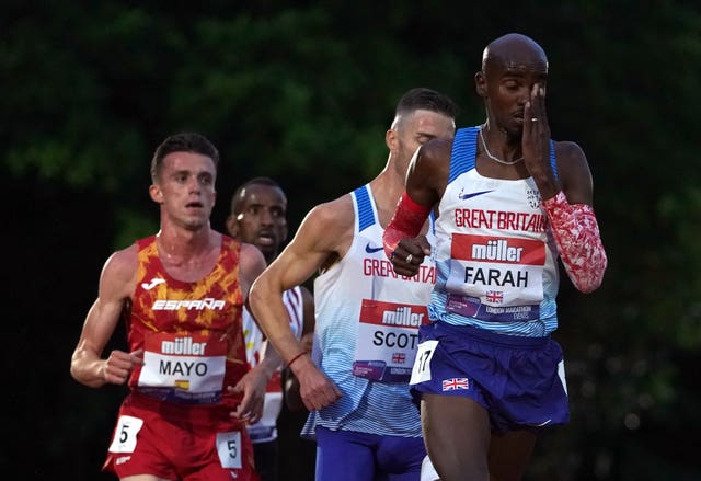 Great Britain’s Sir Mo Farah was also in the Midlands but could only finish eighth at the British 10,000m Championships