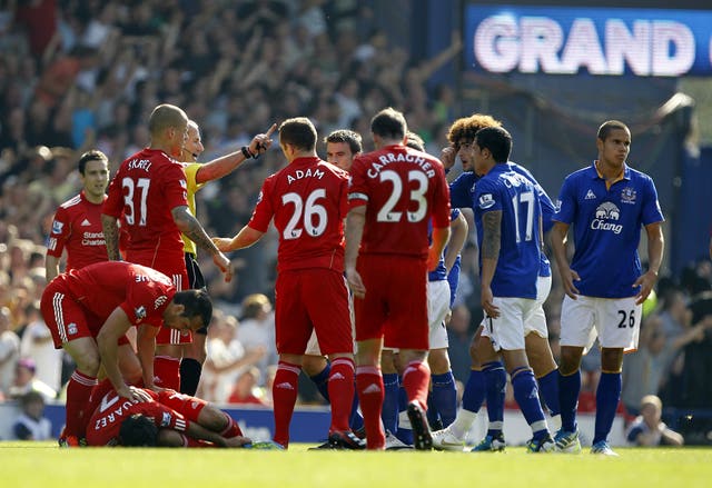 Jack Rodwell (right) was sent off against Liverpool
