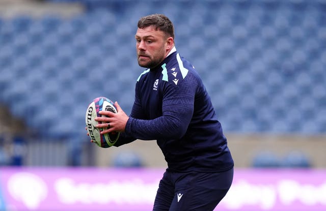 Scotland’s Rory Sutherland handles a ball