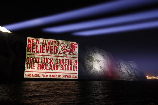 A good luck message on the White Cliffs of Dover (PA)