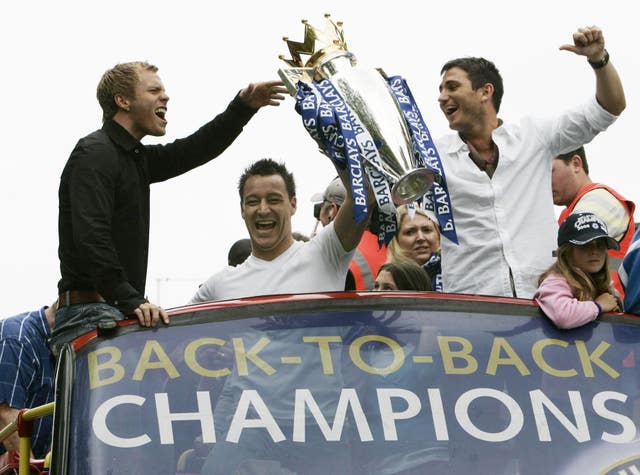 And Lampard was lifting the league trophy again at the end of the 2005-06 season as Chelsea went back-to-back