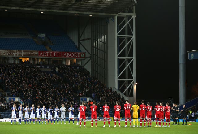 Players observed a minute’s applause for Pele at Blackburn on Thursday evening
