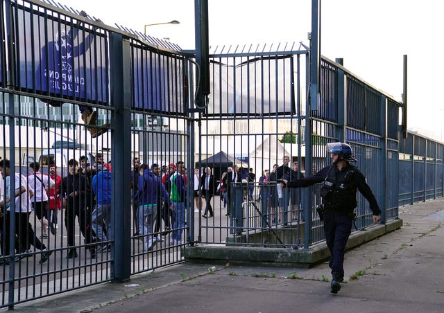 Police aimed pepper spray at people outside the ground