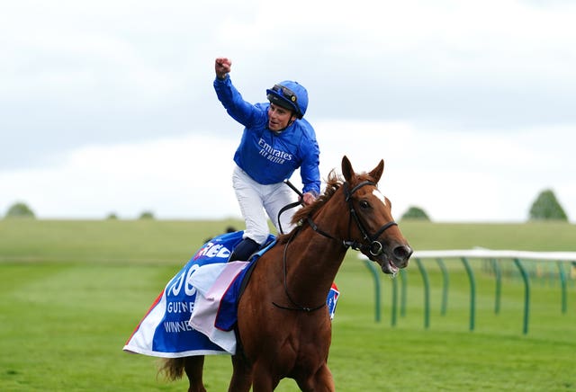 William Buick on board Desert Flower following her Guineas triumph 