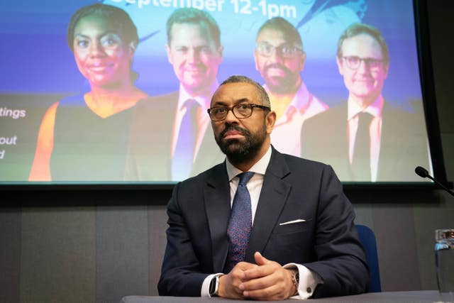 Tory leadership candidate James Cleverly attends a hustings event during the Conservative Party conference at the International Convention Centre in Birmingham 