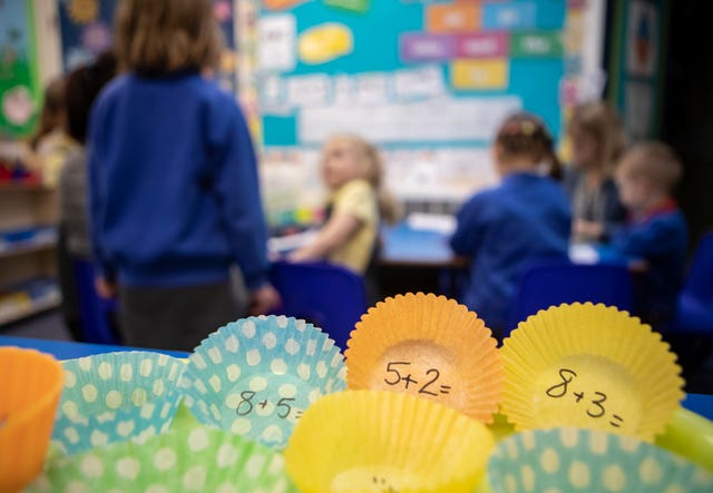 School children during an Early Years Foundation Stage (EYFS) class at a primary school in Yorkshire 