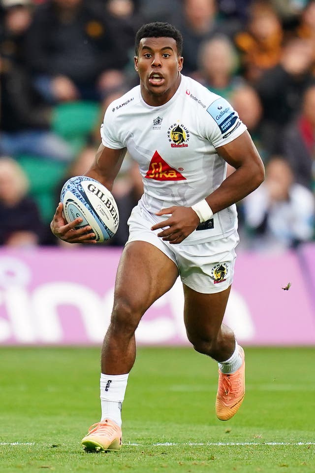 Exeter's Immanuel Feyi-Waboso in action with the ball