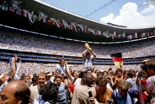 Argentina captain Diego Maradona led his side to victory at the 1986 World Cup in Mexico.