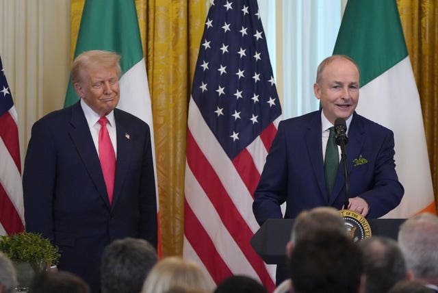 US President Donald Trump with Irish premier Micheal Martin at the White House