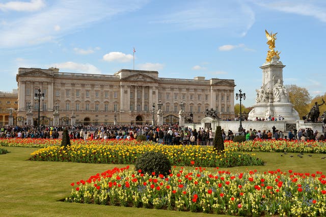 The front of Buckingham Palace