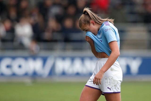 Manchester City's Georgia Stanway was sent off in their Women's Super League match against West Ham