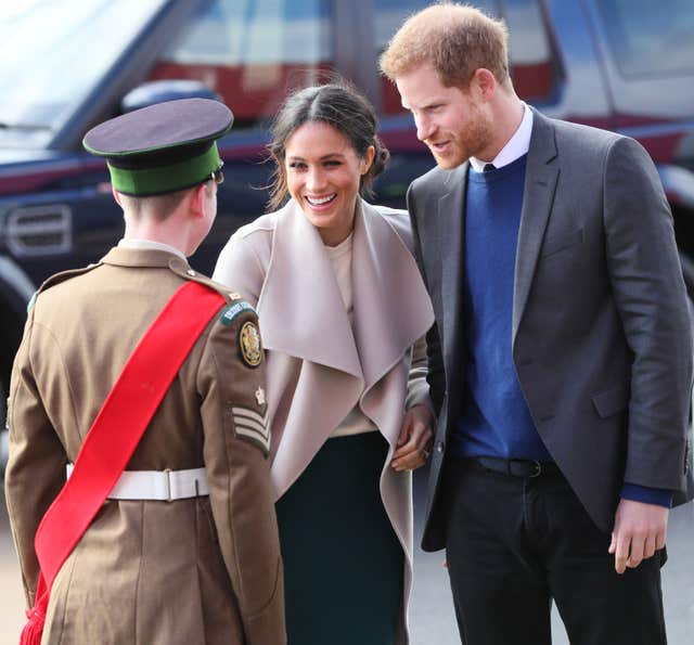 Prince Harry and Meghan Markle on their visit to Northern Ireland (Brian Lawless/PA)