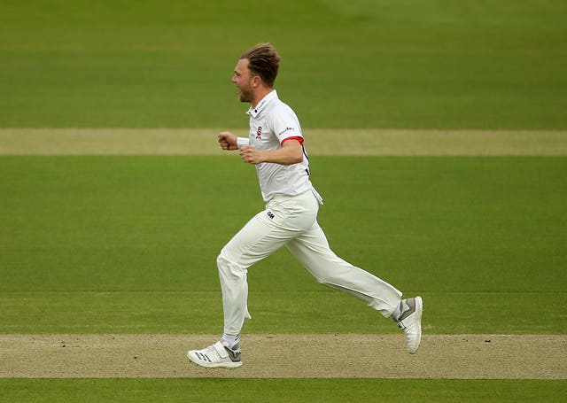 Sam Cook celebrates a wicket for Essex