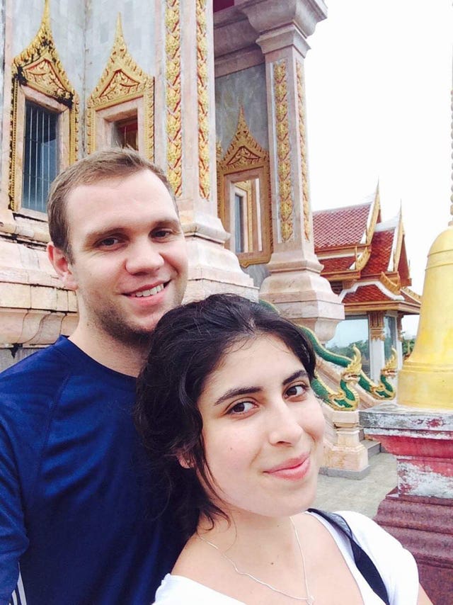 Matthew Hedges, the academic who has been sentenced to life imprisonment in the UAE, with his wife Daniela Tejada (PA/Daniela Tejada) 
