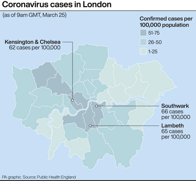 Coronavirus cases in London