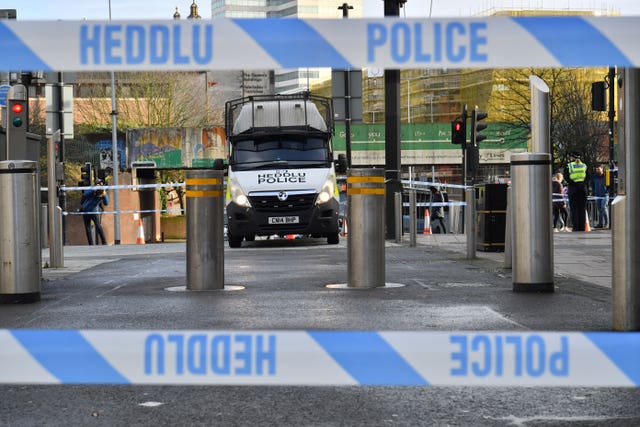 Police van in Cardiff city centre