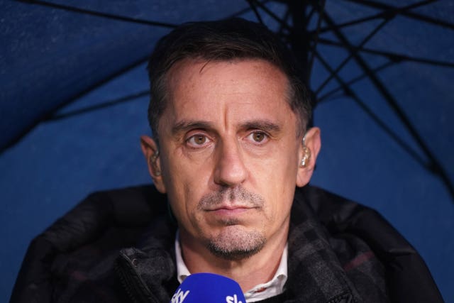 Sky Sports pundit Gary Neville before a Premier League match between Luton and Everton