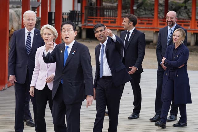 The leaders at the G7 summit in Hiroshima 