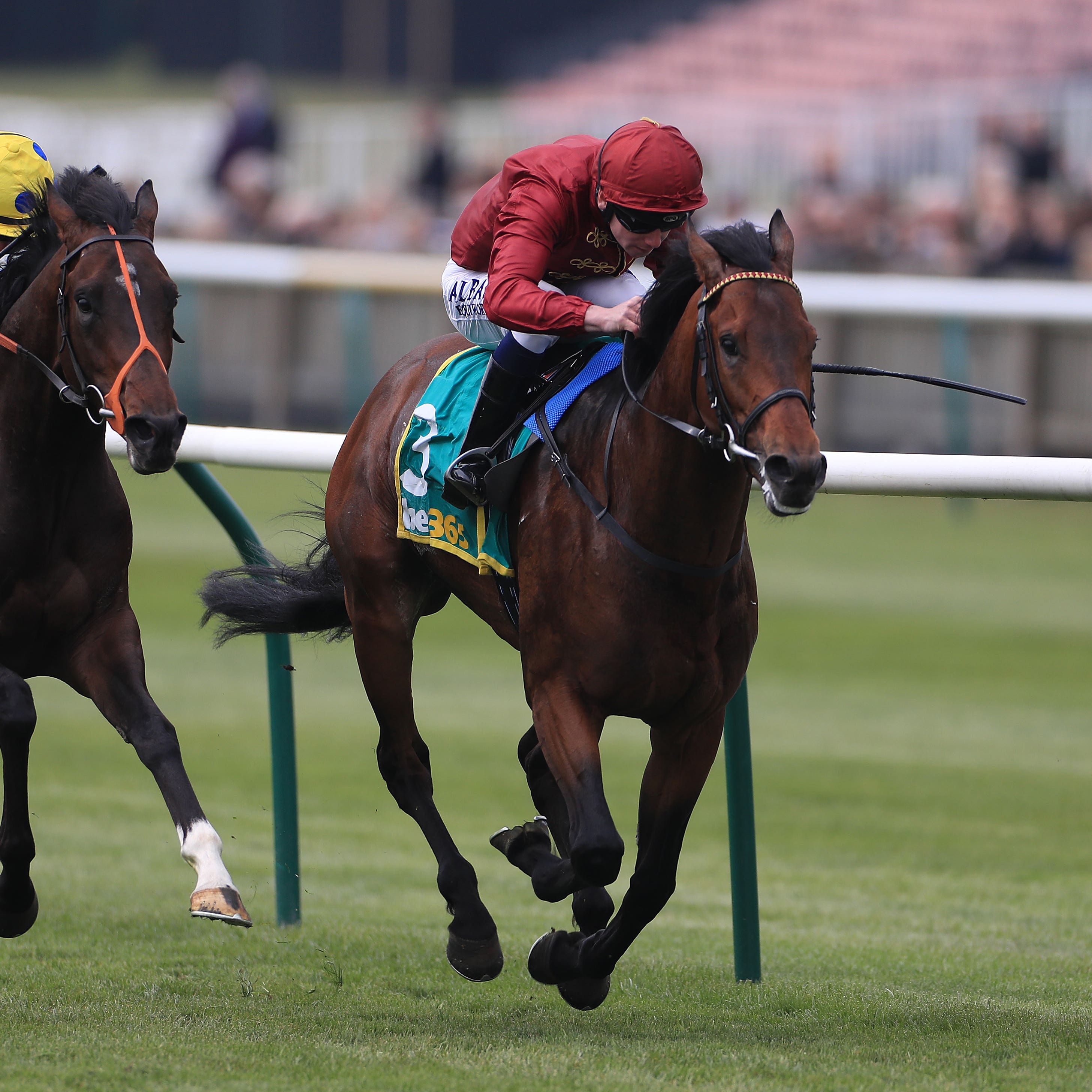 Kick On (right) won the Feilden Stakes at Newmarket