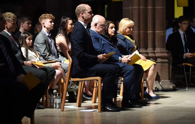 The Duke of Cambridge attends the Manchester Arena National Service of Commemoration (Paul Ellis/PA)