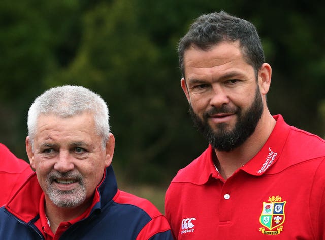 Andy Farrell, right, was previously involved in British and Irish Lions tours under Warren Gatland