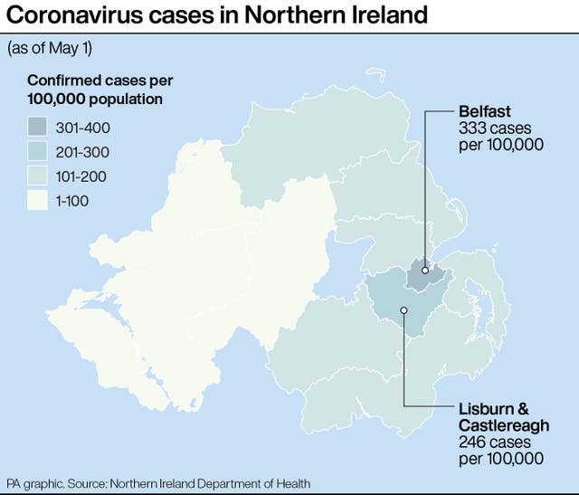 Coronavirus cases in Northern Ireland