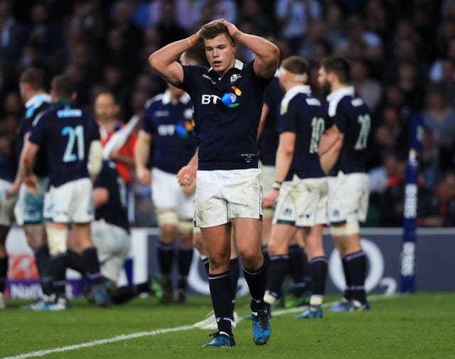 Scotland’s Huw Jones looks dejected after last year's brutal Twickenham defeat