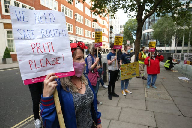 Pro-migrant protesters outside the Home Office in central London