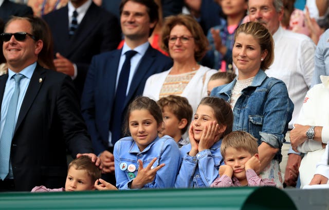 Roger Federer’s wife Mirka and four children watch him play at Wimbledon