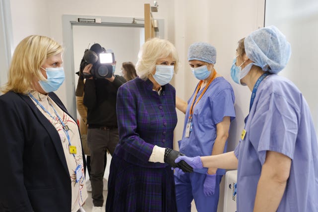 The Duchess of Cornwall meets members of staff during her visit to Paddington Haven, a sexual assault referral centre in West London 