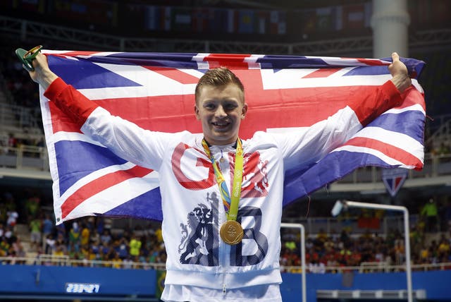 Great Britain’s Adam Peaty with his gold medal following the men’s 100m breaststroke final in Rio.