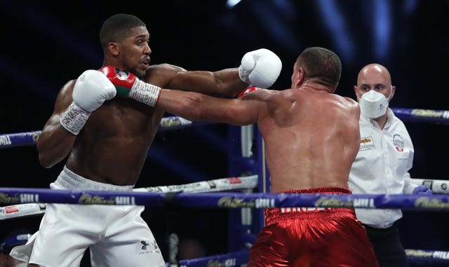 Anthony Joshua (left) and Kubrat Pulev traded heavyweight blows at the Wembley Arena