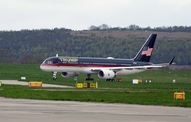 Donald Trump's private jet landing in Aberdeen