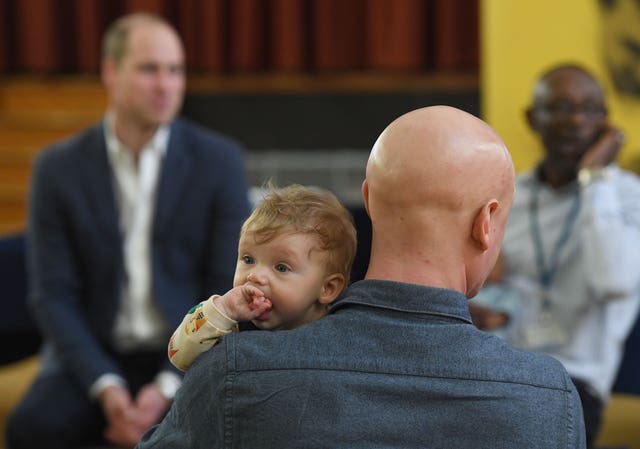Duke of Cambridge joins a support group for fathers in Westminster.