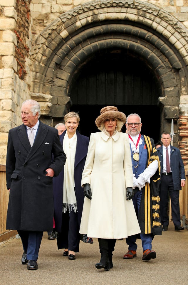 King Charles and the Queen Consort during a visit to Colchester Castle 