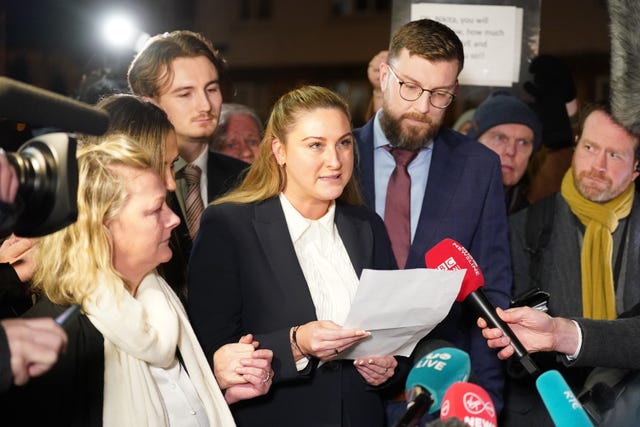 Nikita Hand speaking to the media outside the High Court in Dublin in November