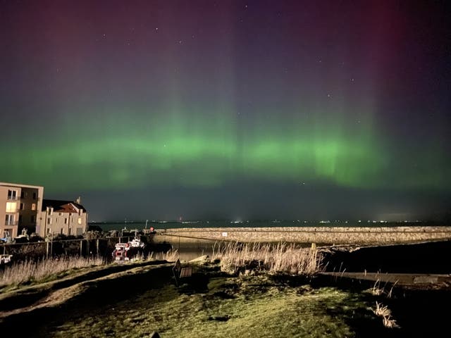 The northern lights over St Andrews in Scotland 