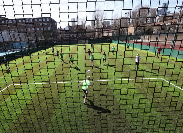 Teams playing seven-a-side football in south London