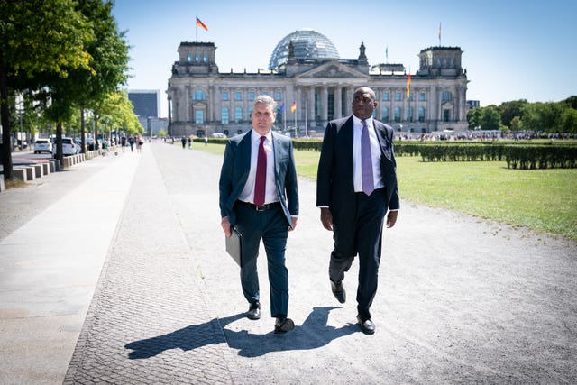 Labour leader Sir Keir Starmer (left) with shadow foreign secretary David Lammy at the Reichstag