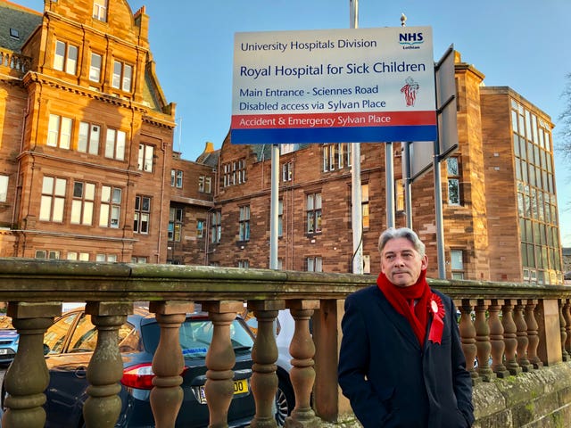Scottish Labour leader Richard Leonard visited the Royal Hospital for Sick Children in Edinburgh 