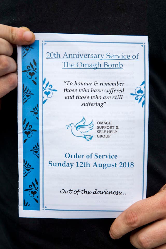 Order of Service pamphlet for the service at the Memorial Gardens