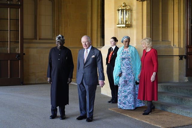 Charles and Camilla bid farewell to President of Nigeria Bola Ahmed Tinubu and First Lady Oluremi Tinubu