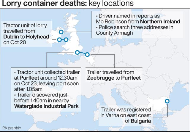 Lorry container deaths: key locations