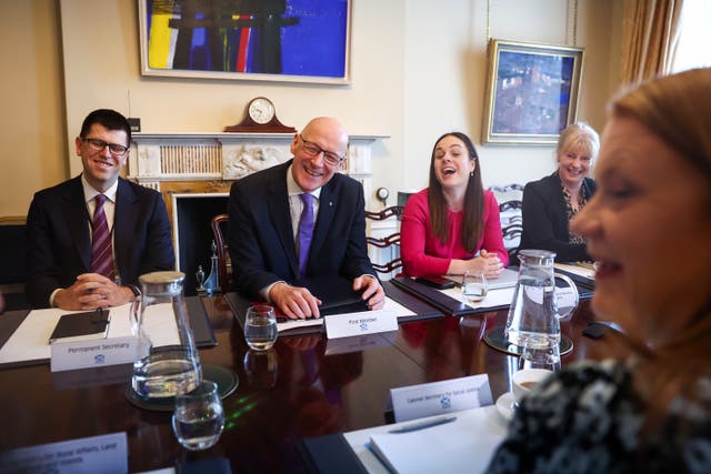 John Swinney chairing a Cabinet meeting