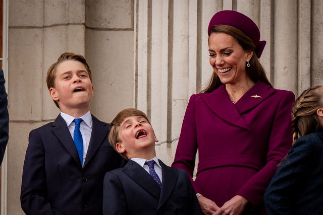 Kate laughing with her children Princes George and Louis
