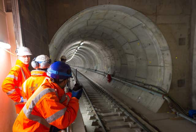 Crossrail workers in a train tunnel