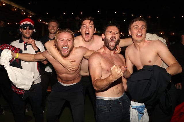 Fans watching England v Denmark