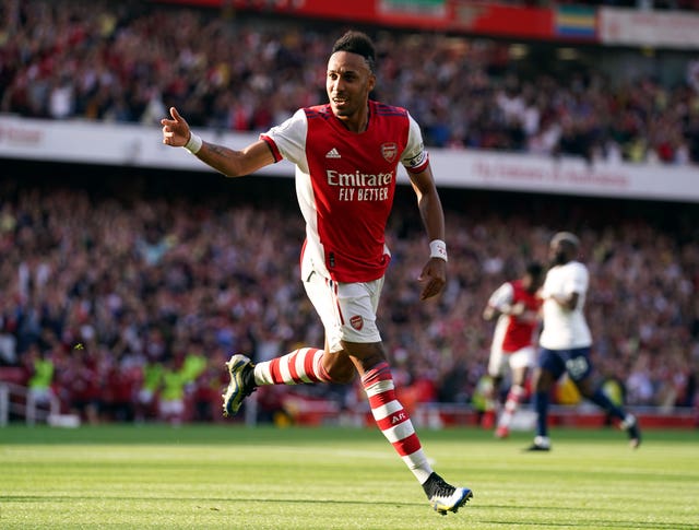Pierre-Emerick Aubameyang celebrates an Arsenal goal