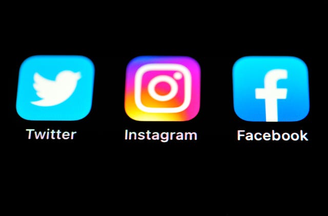 A view of the Twitter, Instagram and Facebook apps on an Iphone screen