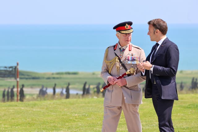 Charles with President of France, Emmanuel Macron